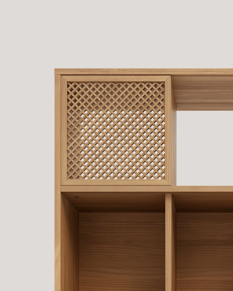 Bookcase Freda in pine with 5 doors 98 cm