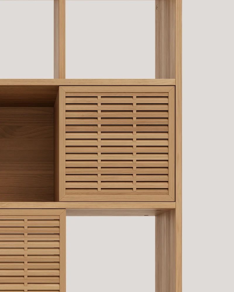 Bookcase Estreta in pine with 5 doors 98 cm