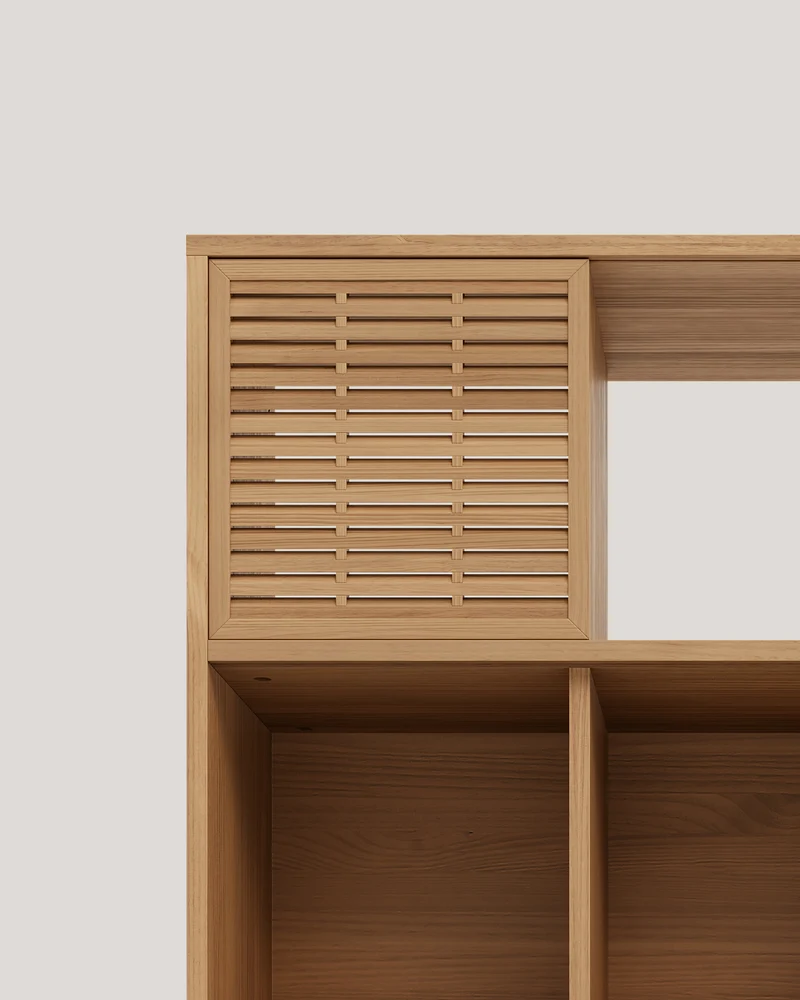 Bookcase Estreta in pine with 5 doors 98 cm