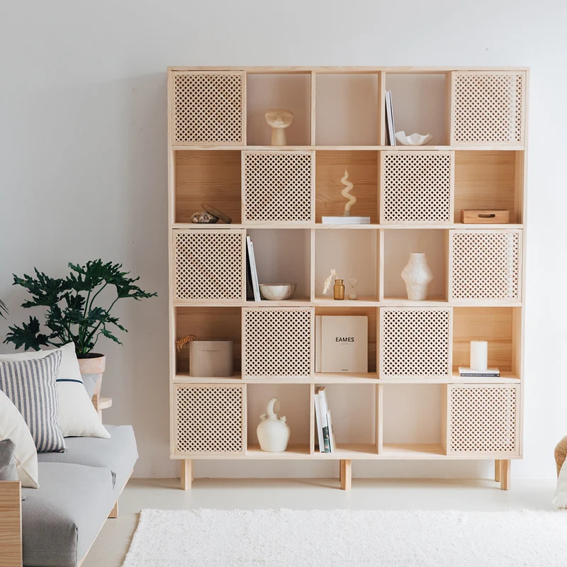 Bookcase Blava of pine with 5 or 10 doors 160 cm