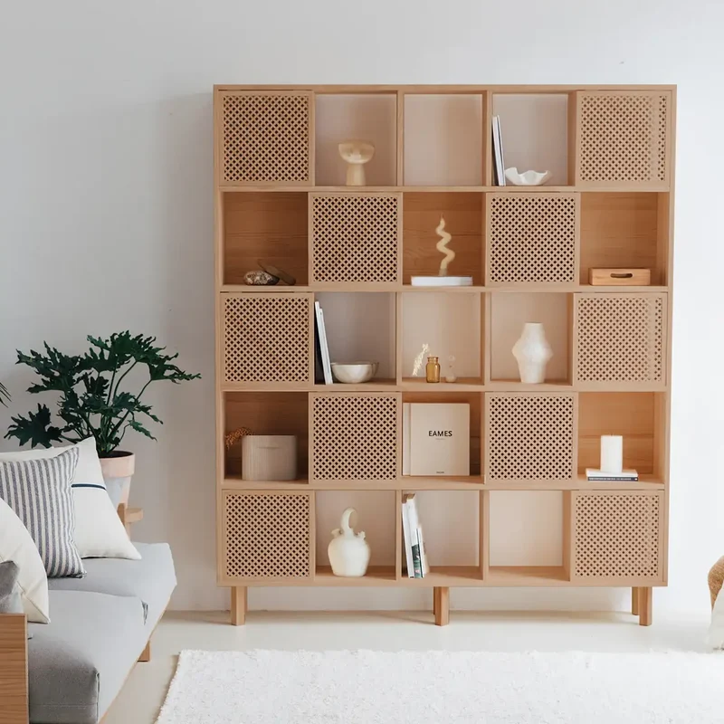 Bookcase Blava of pine with 5 or 10 doors 160 cm
