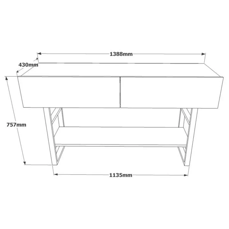 Console SÉOUL Bois Clair & Acier Noir – 140 cm | Design Industriel avec Rangement