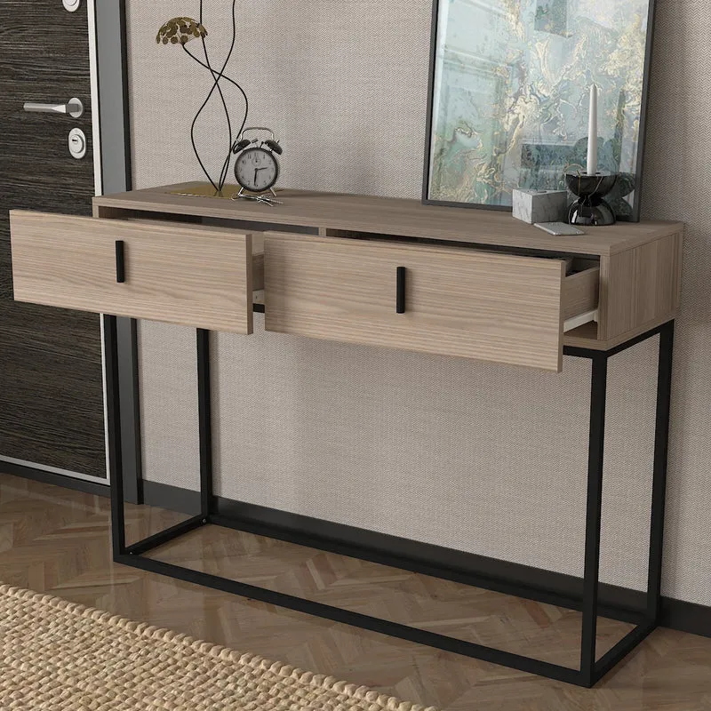 Console d’entrée CORDOUE – Bois & Acier – 2 tiroirs - 120cm