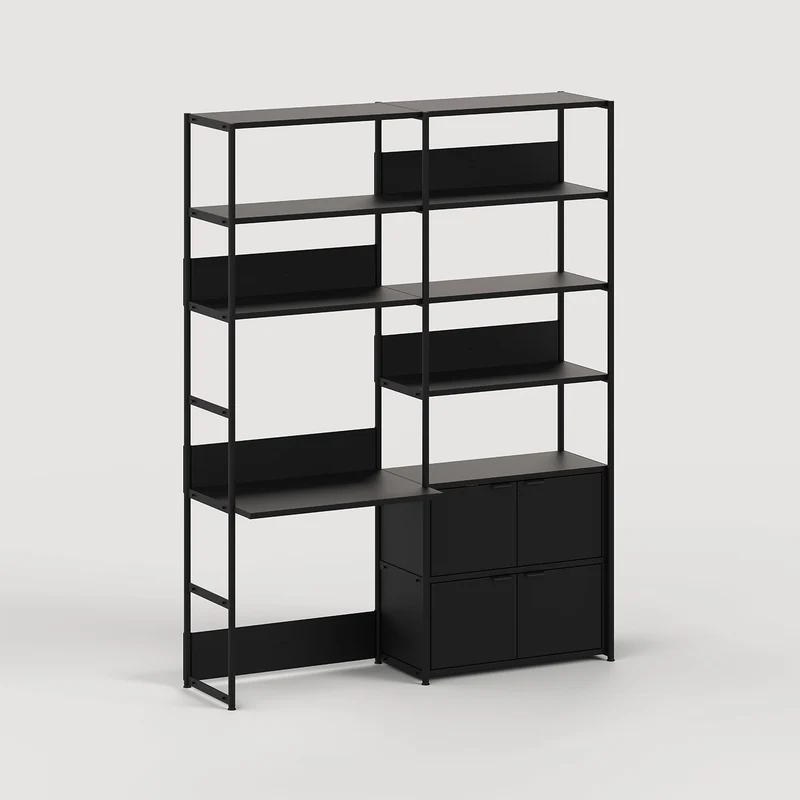 Etagère bureau UNIT - H180 à 215 x L164cm - acier thermolaqué