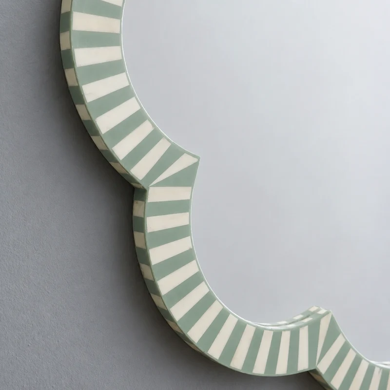 Green Bone Inlay Flower Mirror