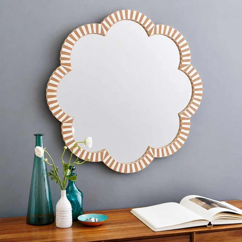 Almond Bone Inlay Flower Mirror