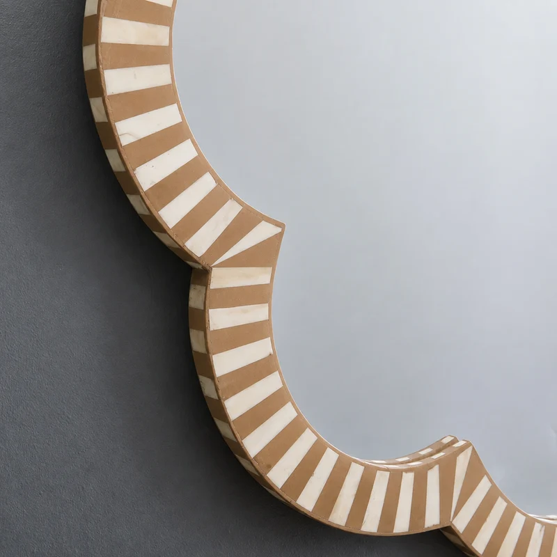 Almond Bone Inlay Flower Mirror