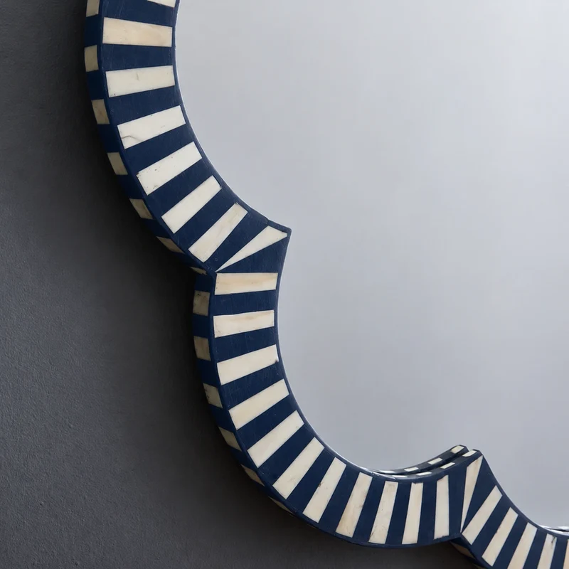 Blue Bone Inlay Flower Mirror
