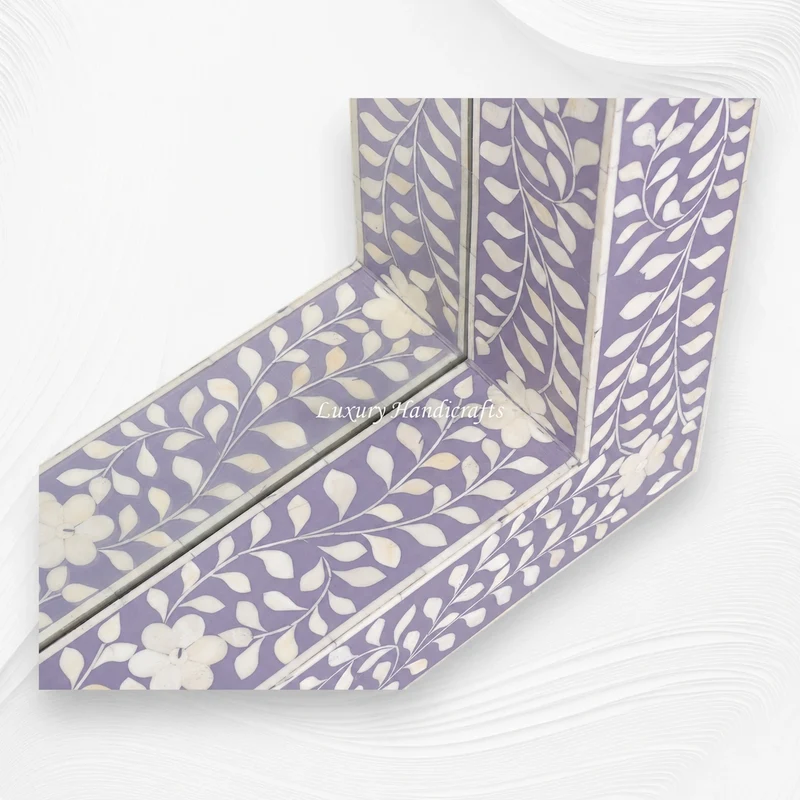 Lilac Bone Inlay Floral Floor Mirror
