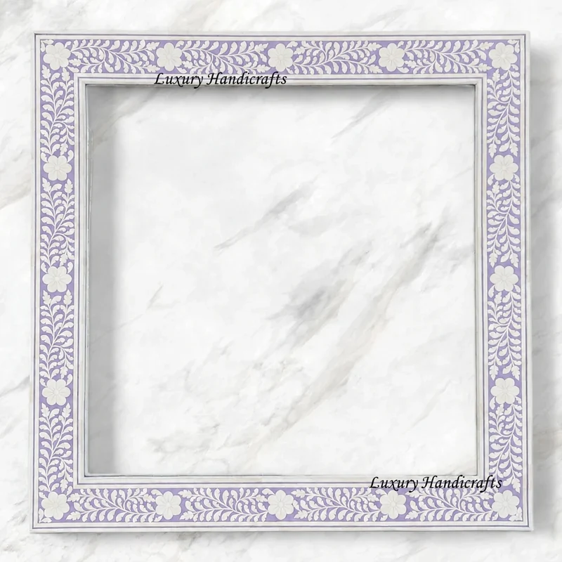 Embossed Bone Inlay Floral Mirror Lilac
