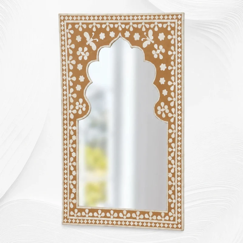 Butterfly Bone Inlay Mirror Almond