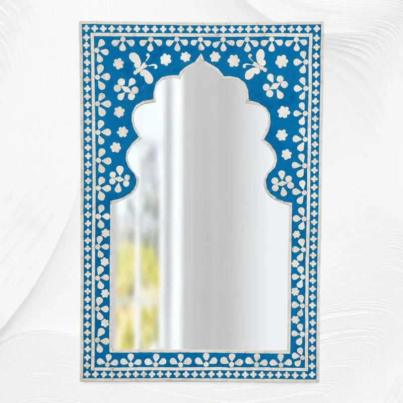 Butterfly Bone Inlay Mirror Blue