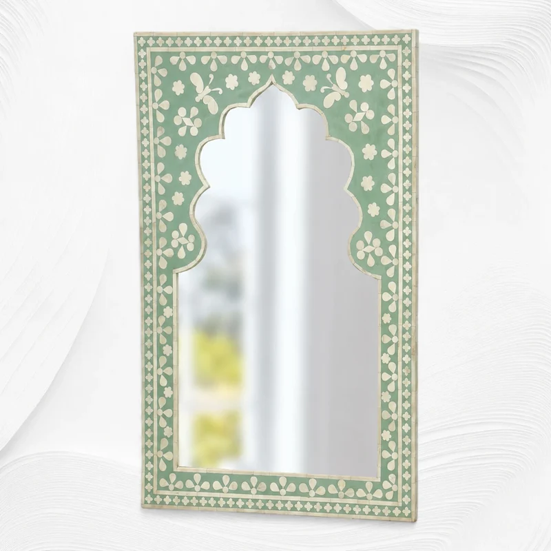 Butterfly Bone Inlay Mirror Green