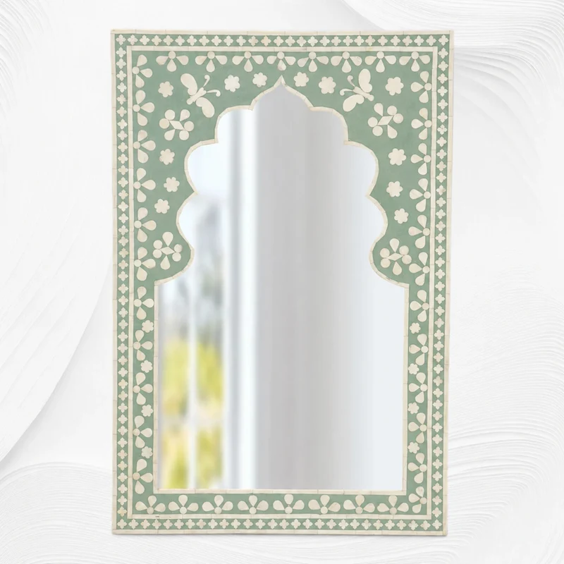 Butterfly Bone Inlay Mirror Green