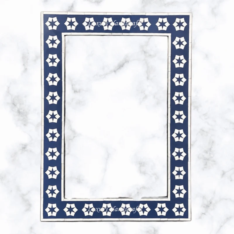 Indigo Blue Bone Inlay Zahra Mirror