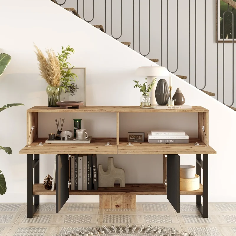 Console JUNO Bois & Acier - Design Industriel 140x43 cm