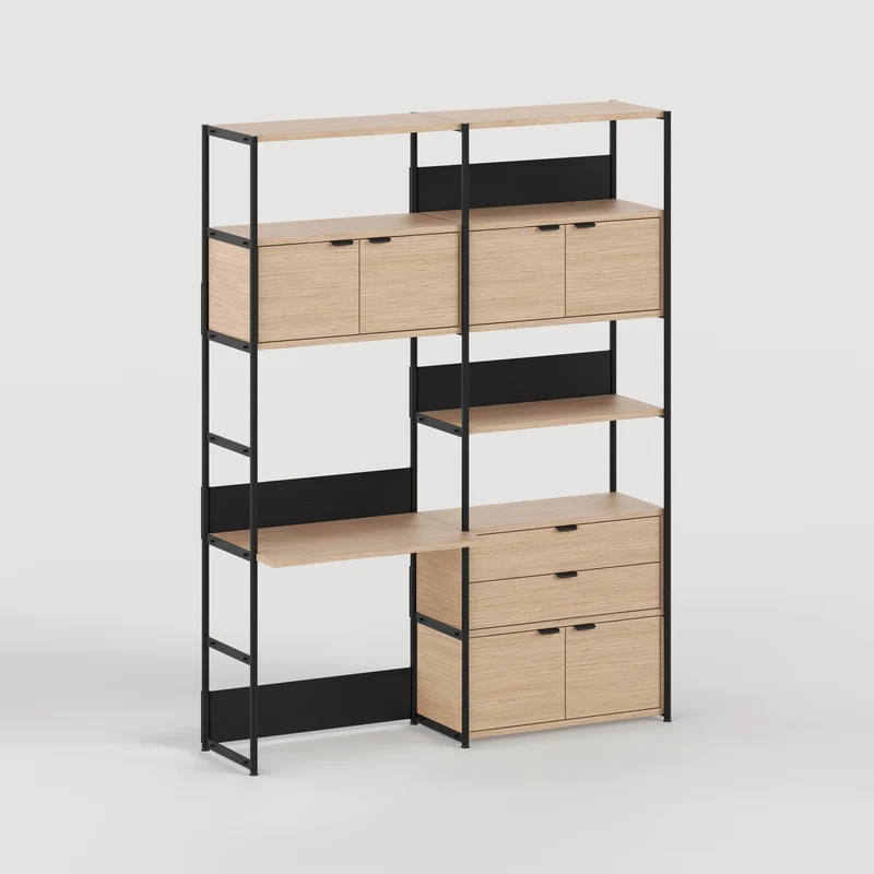 Etagère bureau UNIT - H180 à 215 x L164cm - bois éco-certifié