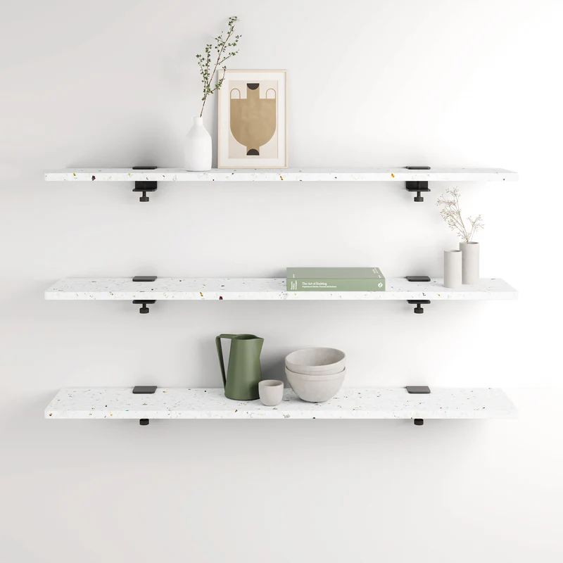 Lot de 3 étagères murales BRACKET - plastique recyclé Venezia - 60 à 150cm