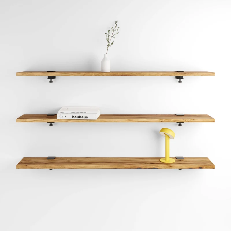 Lot de 3 étagères murales BRACKET - bois ancien recyclé - 60 à 150cm