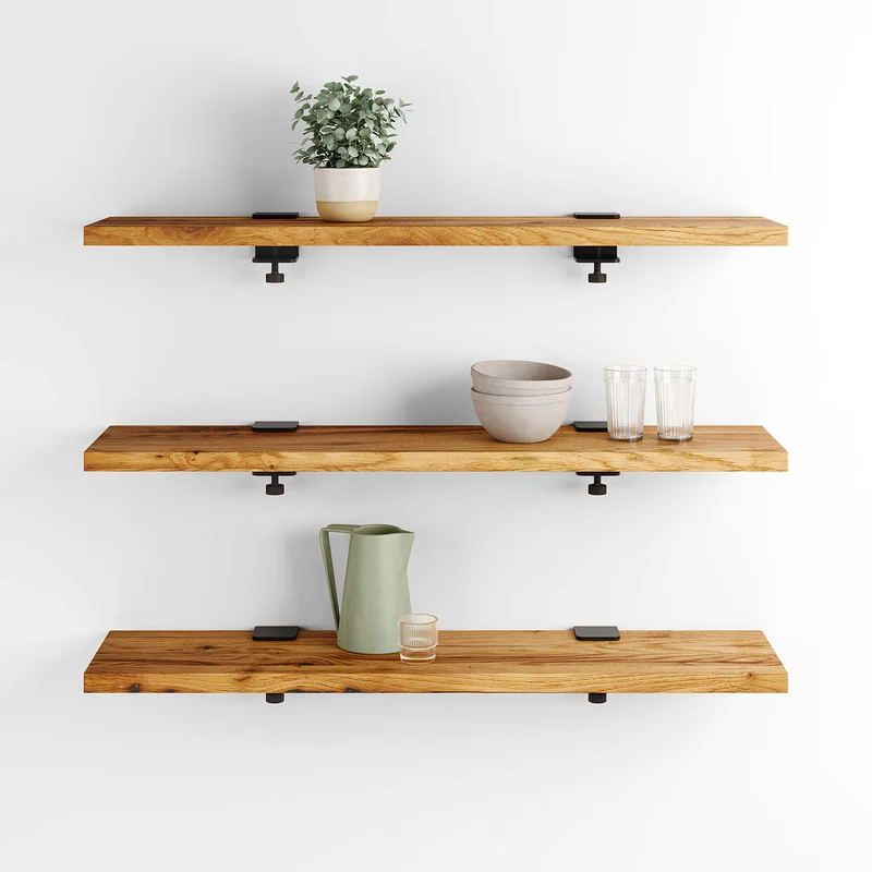 Lot de 3 étagères murales BRACKET - bois ancien recyclé - 60 à 150cm