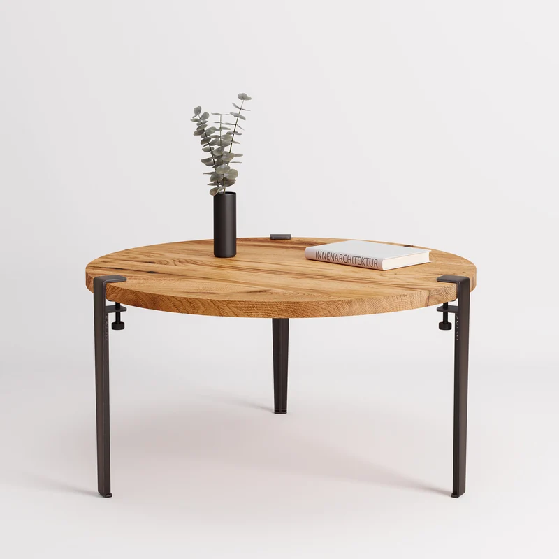 Table basse ronde TIPTOE Ø 80cm - bois ancien recyclé