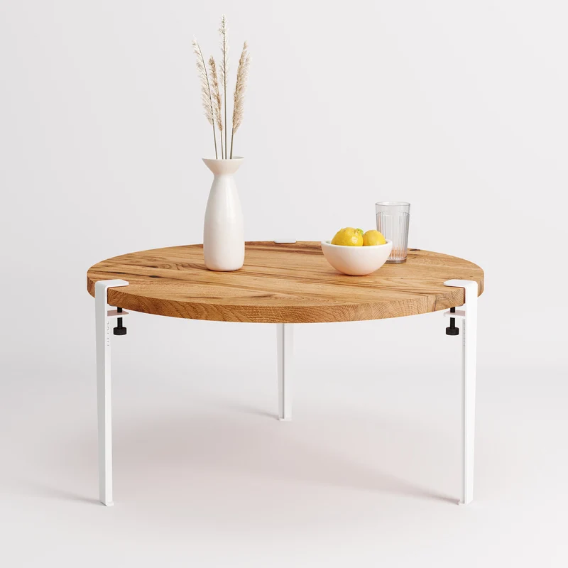 Table basse ronde TIPTOE Ø 80cm - bois ancien recyclé