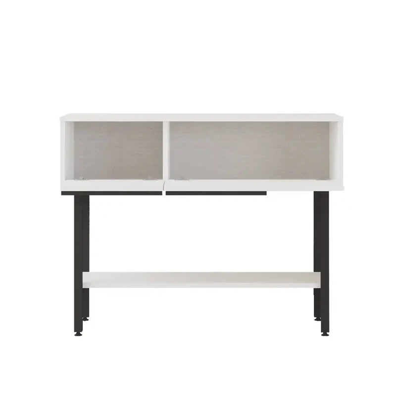 Console CYRIUS blanche avec miroir - Meuble d’entrée moderne avec rangement et miroir inclus