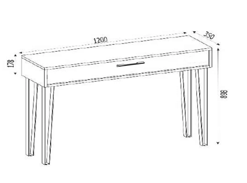 Console PRAGUE Bois Clair & Métal Noir – Design Industriel avec Tiroir 120 cm