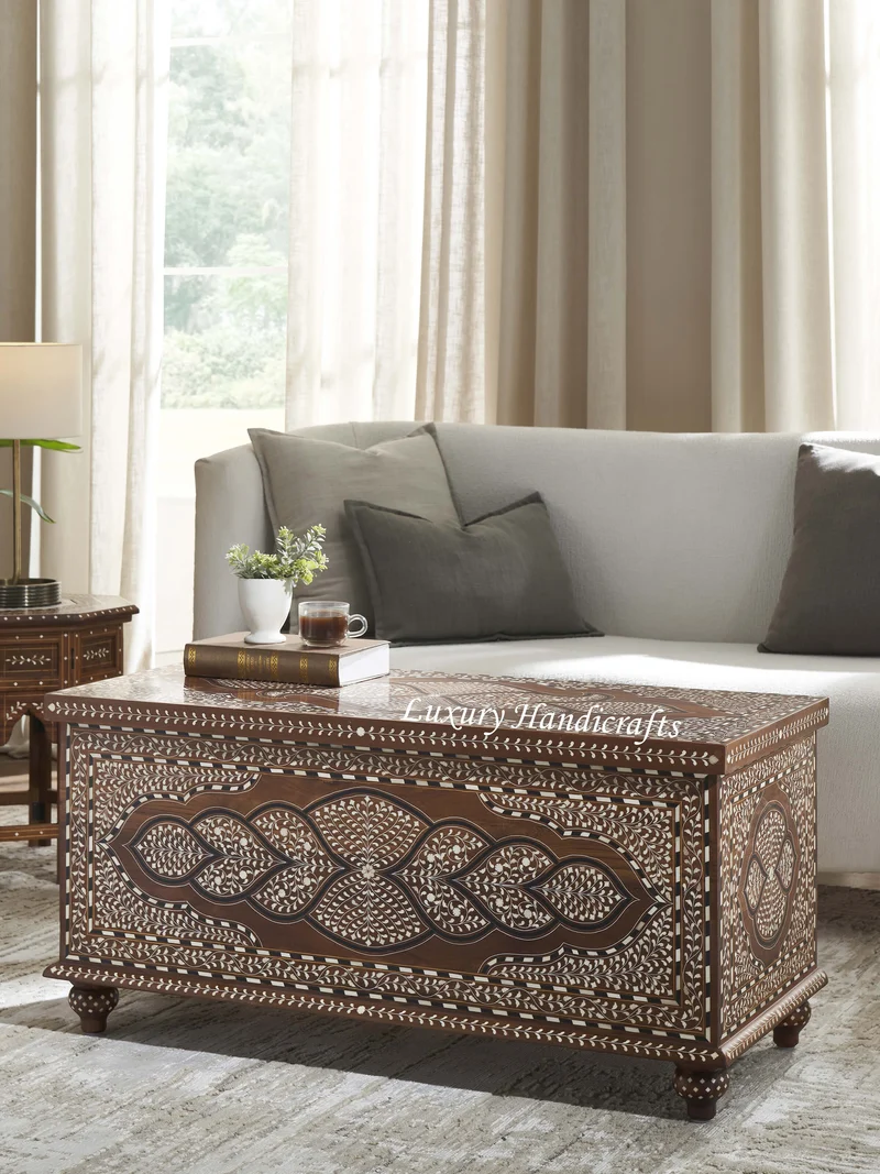 Moshi Teakwood Bone Inlaid Trunk Natural