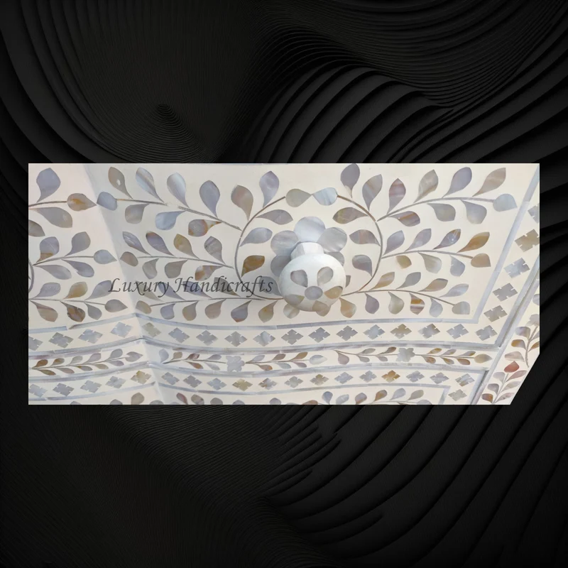Estelle Mother of Pearl Inlay Curved Dresser Ivory
