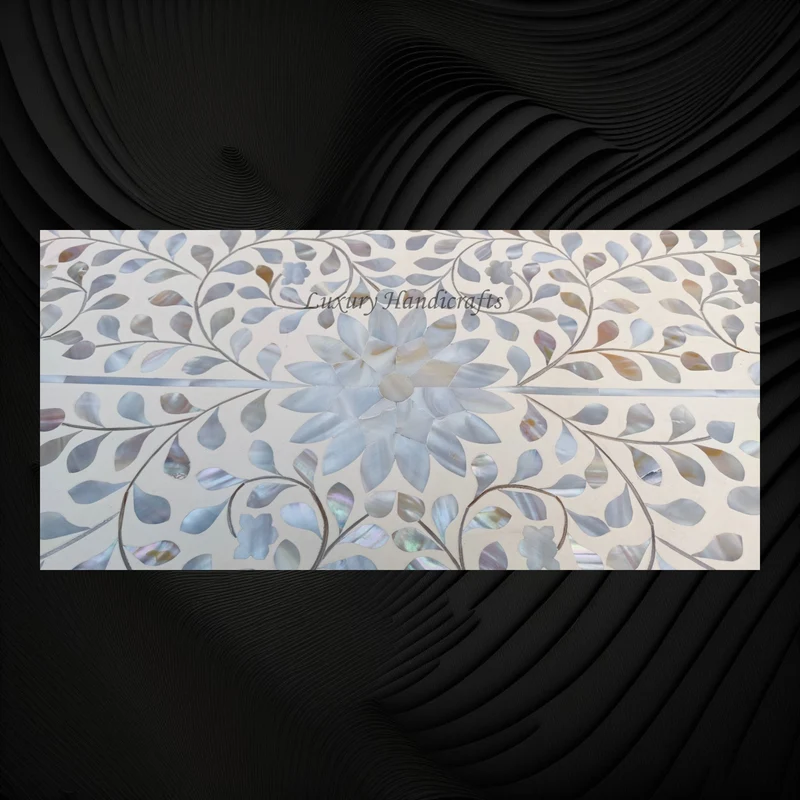 Estelle Mother of Pearl Inlay Curved Dresser Ivory