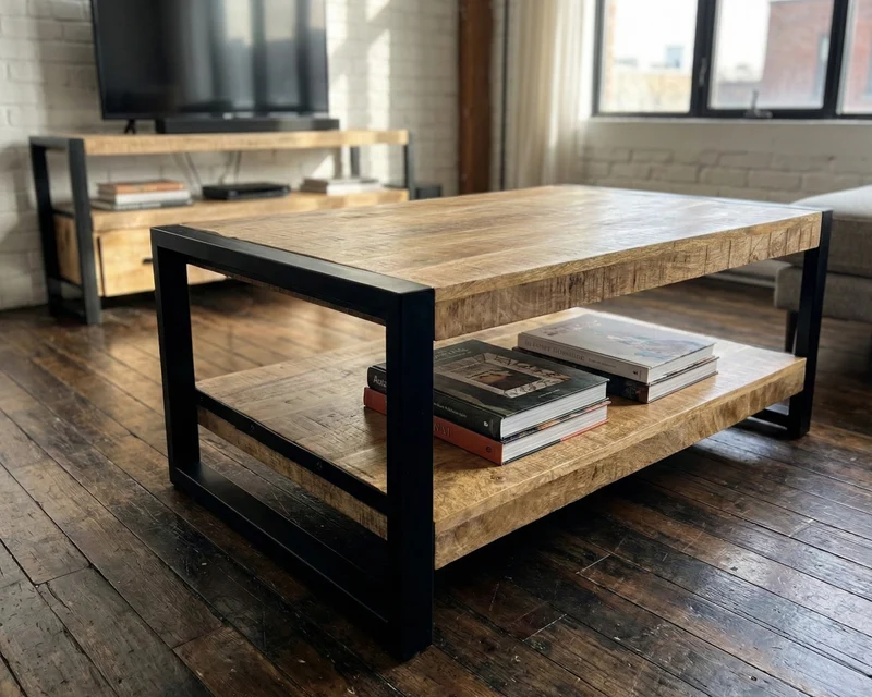 Table de salon Factory – manguier massif texturé