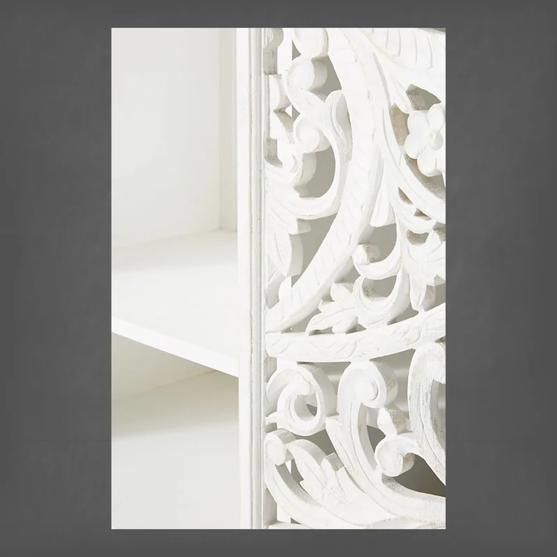 Lombok Handcarved 2 Door Wardrobe White