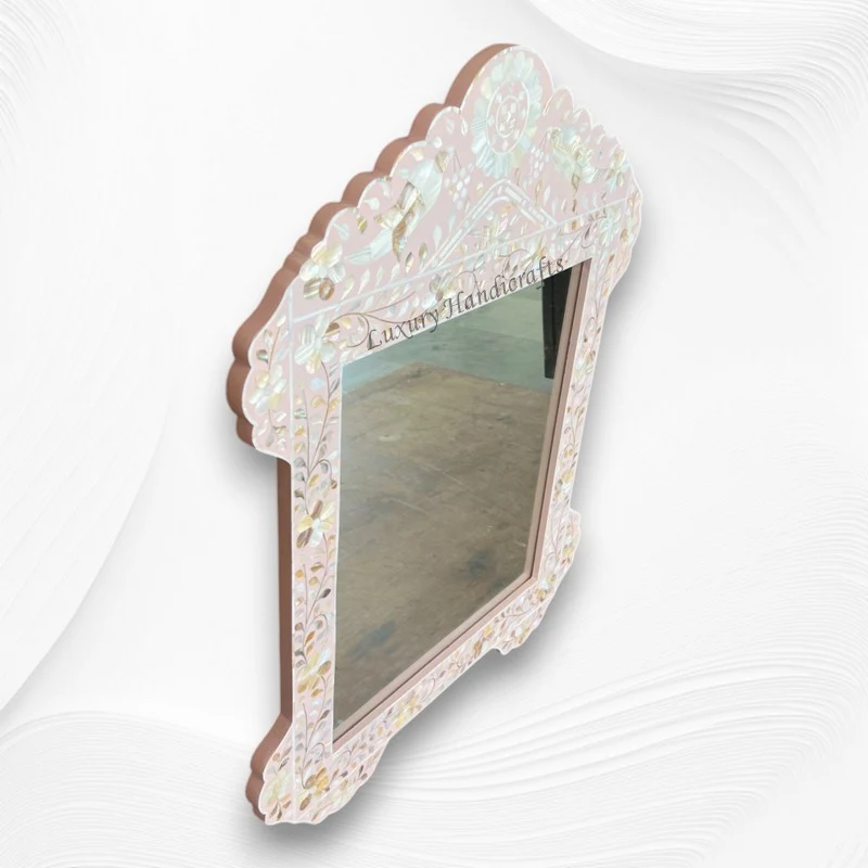 Light Pink Mother Of Pearl Inlaid Parrot Mirror