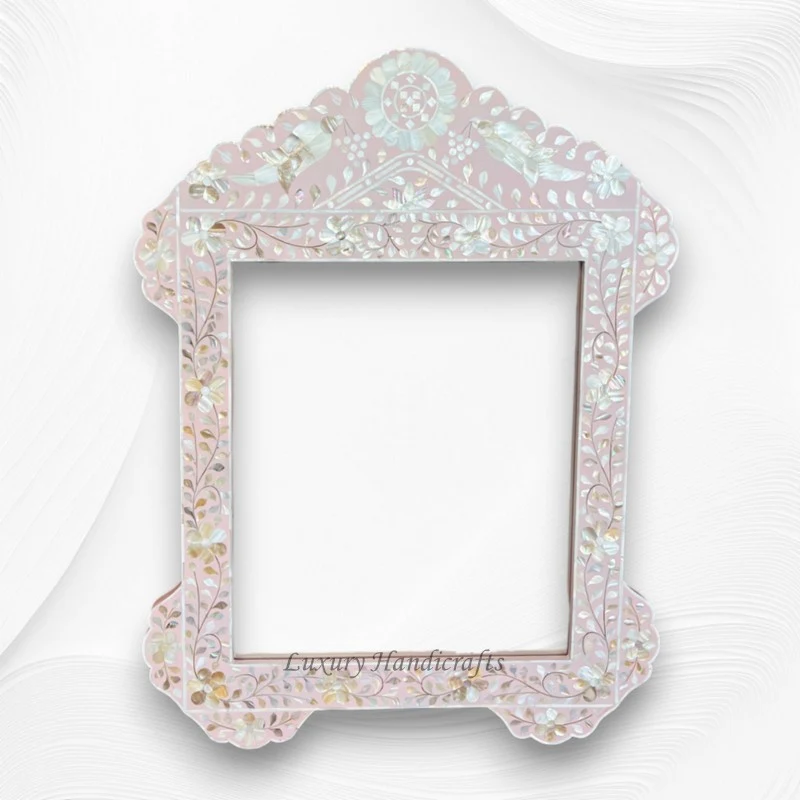 Light Pink Mother Of Pearl Inlaid Parrot Mirror