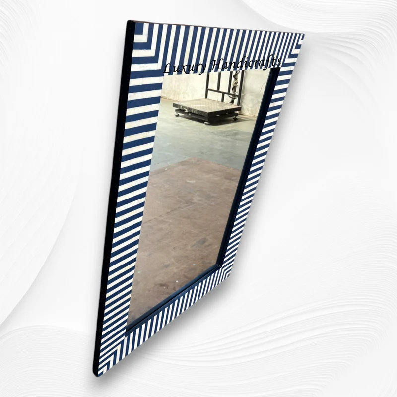 Asher Bone Inlay Stripe Mirror Dark Blue