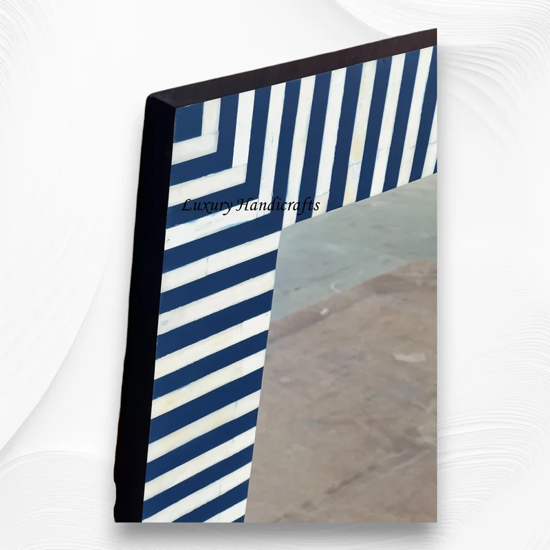 Asher Bone Inlay Stripe Mirror Dark Blue