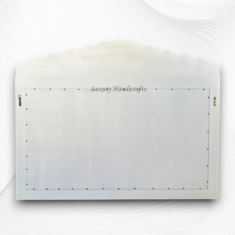 Mother Of Pearl Inlay Floral Crested Mirror White Large