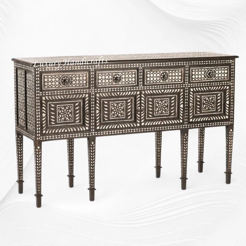 Ronaldo Teakwood MOP Inlay Sideboard Walnut Finish