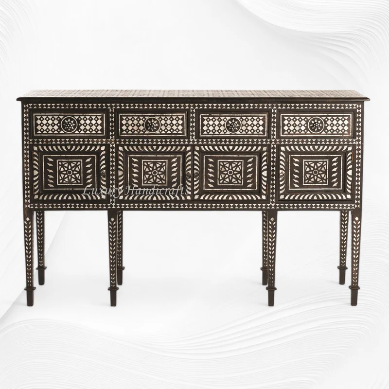 Ronaldo Teakwood MOP Inlay Sideboard Walnut Finish