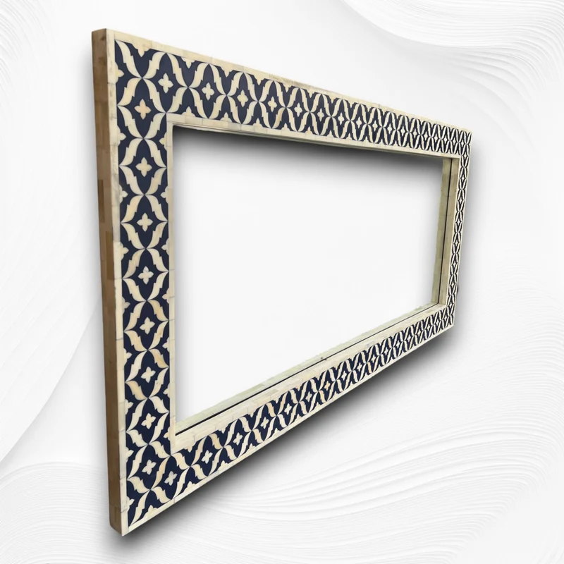 Maya Bone Inlay Floor Mirror Navy Blue