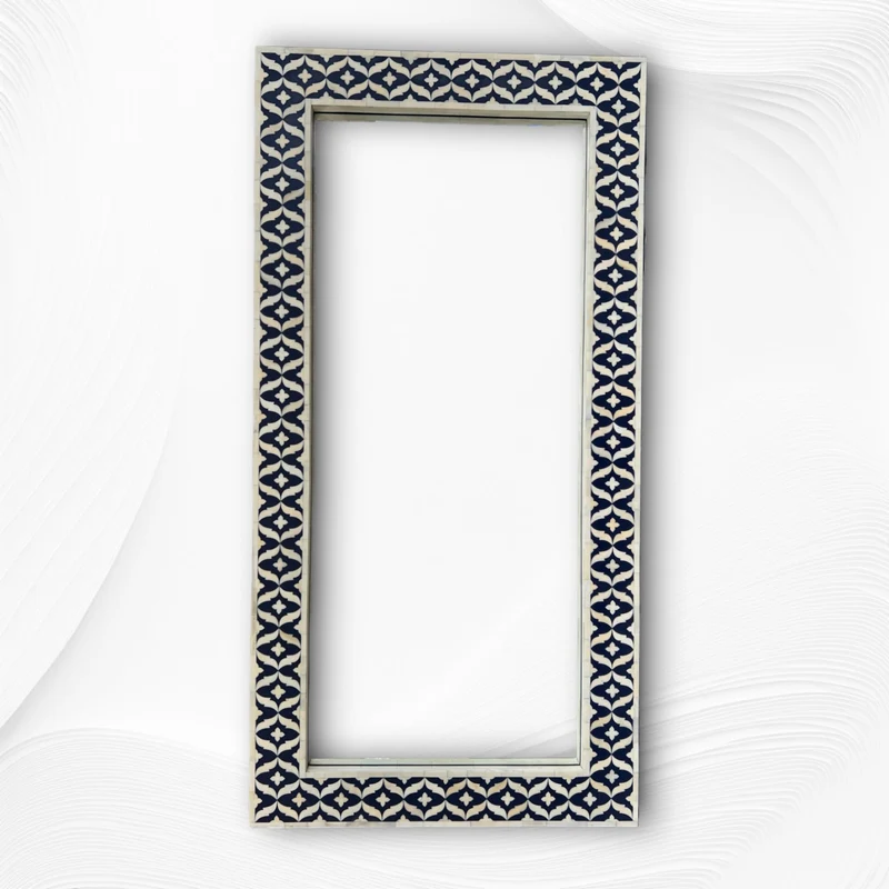 Maya Bone Inlay Floor Mirror Navy Blue
