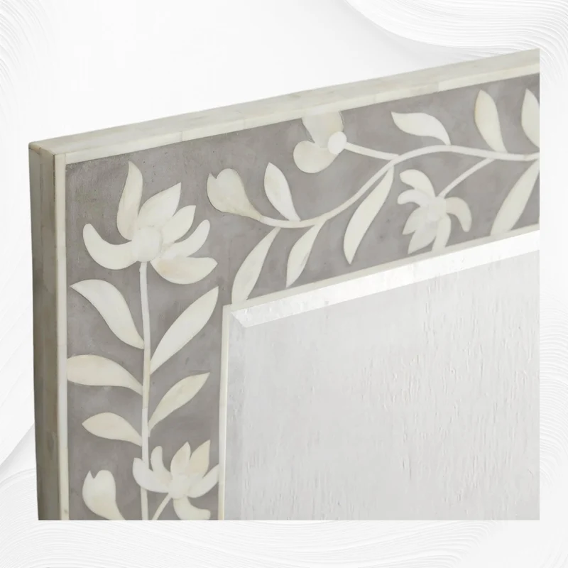 Kyra Bone Inlay Flower Wall Mirror Dusk