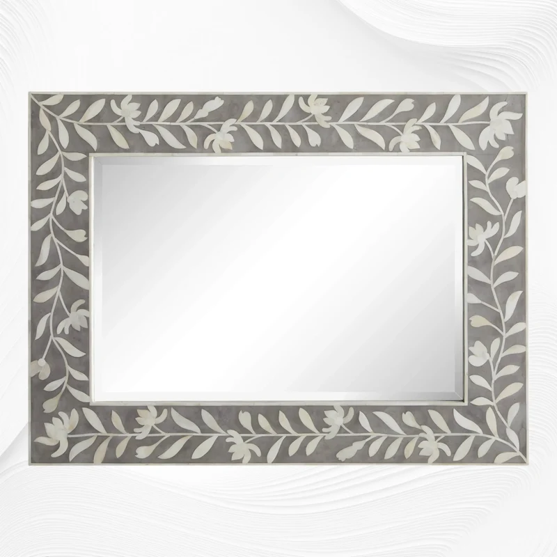 Kyra Bone Inlay Flower Wall Mirror Dusk