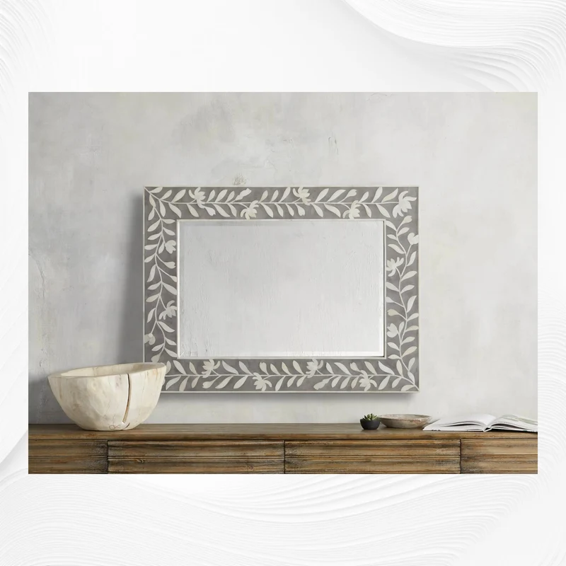 Kyra Bone Inlay Flower Wall Mirror Dusk