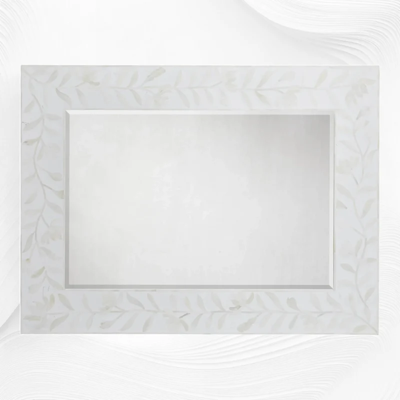 Kyra Bone Inlay Flower Wall Mirror White