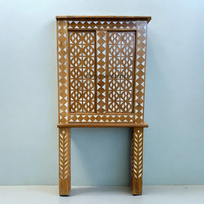Teakwood Mother of Pearl Inlay Sideboard Natural