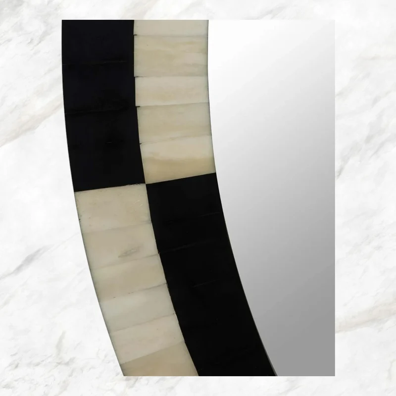 Mae Bone Inlay Mirror Black