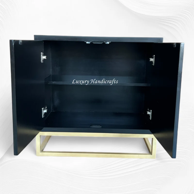 MOP Inlay 2 Door Swan Cabinet Black