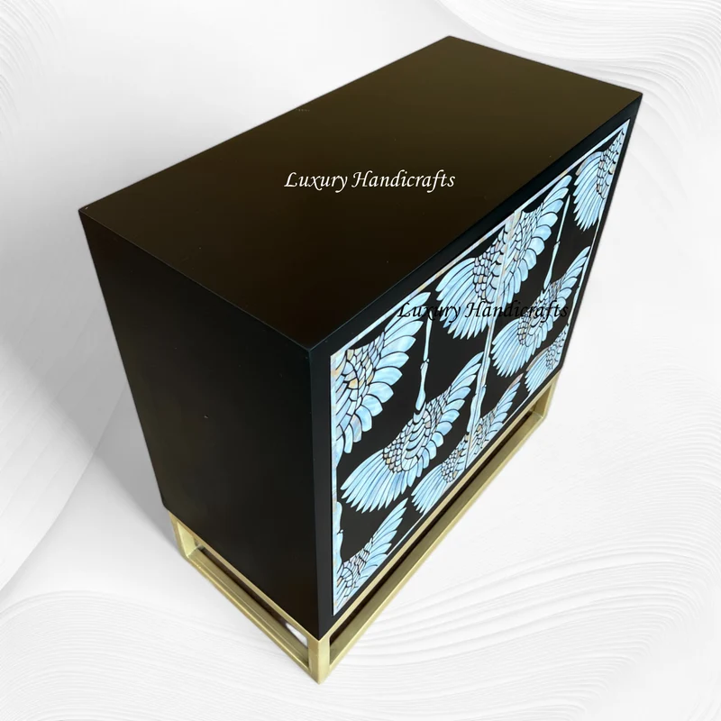 MOP Inlay 2 Door Swan Cabinet Black